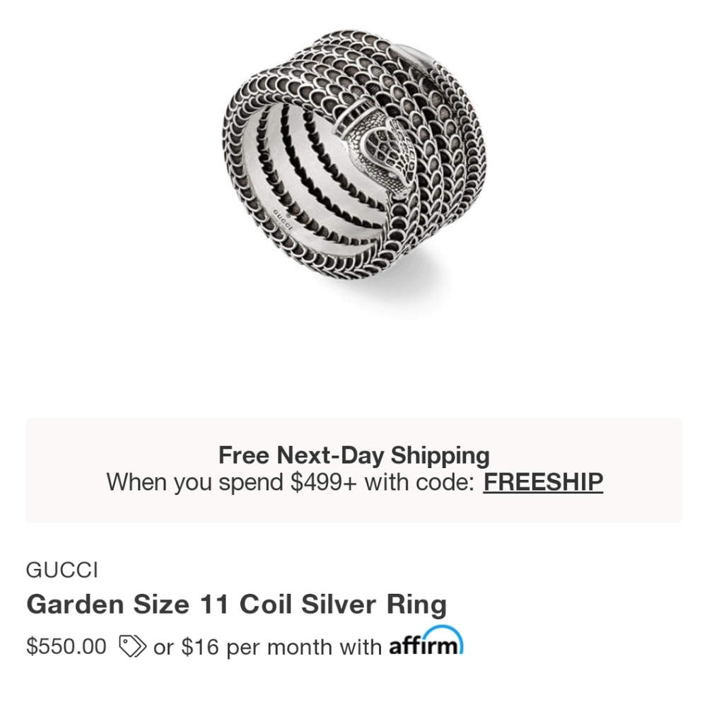 Gucci snake coil ring